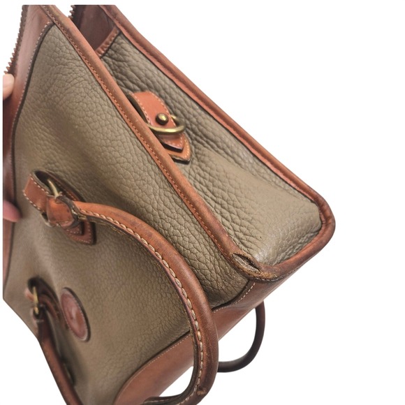 AS IS/FAIR/PROJECT BAG Vintage Dooney & Bourke All Weather Leather Satchel Brown - Picture 5 of 16